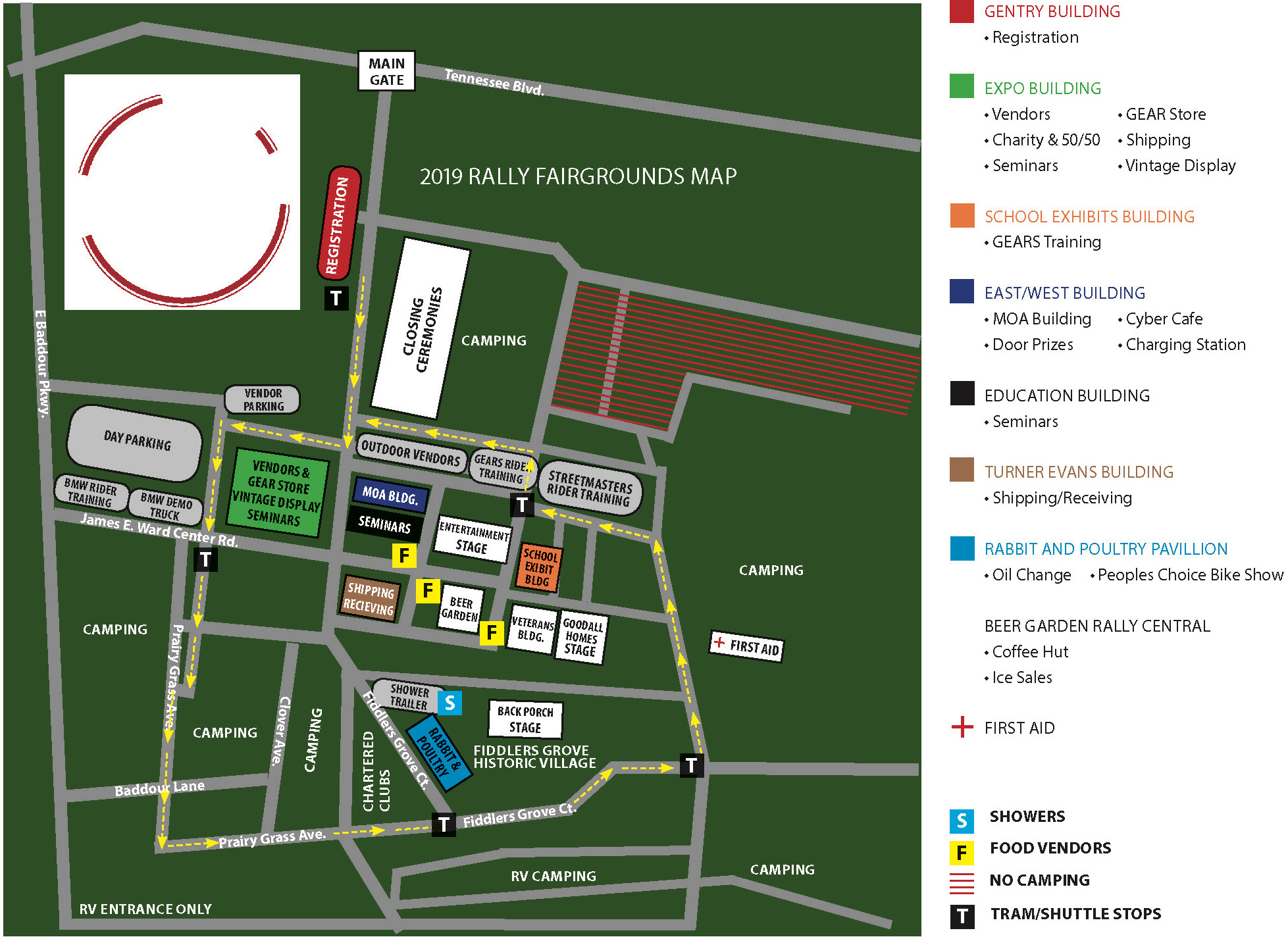 Rally Site Map & Local Services